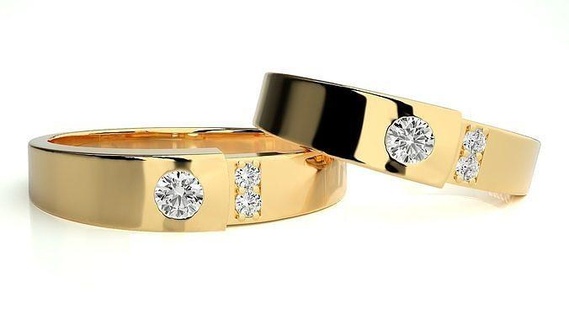 mariage bande 1919 bijoux bague or imprimable brillant anneaux diamant engagement luxe solitaire platine précieux gemme argent 3d print model - Mito3D