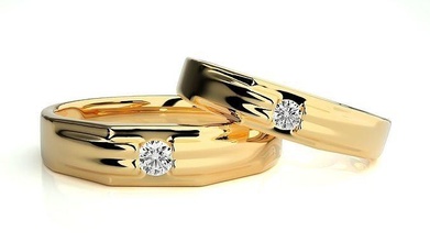 mariage bande 1920 bijoux bague or imprimable brillant anneaux diamant engagement luxe solitaire platine précieux couple 3d print model - Mito3D