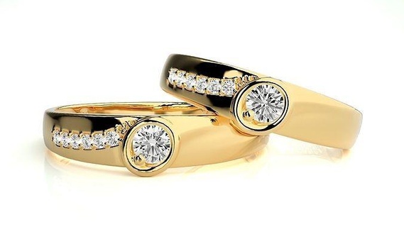 Boda banda 1924 joyería joya anillo oro imprimible brillante anillos diamante compromiso lujo solitario platino precioso plata 3d print model - Mito3D