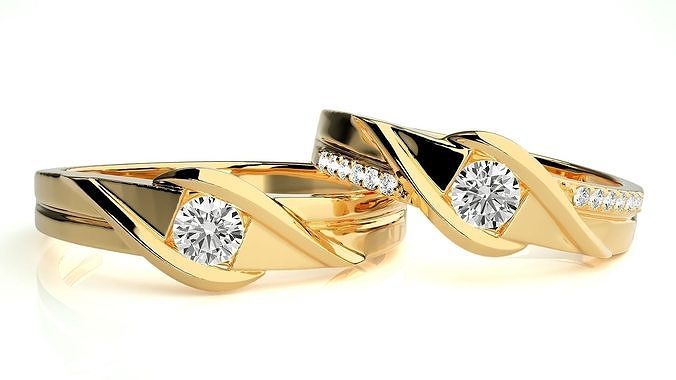 nozze gruppo musicale 2137 gioielleria squillare oro stampabile brillante anelli diamante Fidanzamento lusso solitario platino prezioso 3D print model - Mito3D