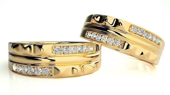 nozze gruppo musicale 2138 gioielleria squillare oro stampabile brillante anelli diamante Fidanzamento lusso solitario platino prezioso coppia 3d print model - Mito3D