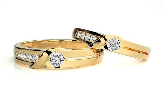 Hochzeit Band 2145 Schmuck Ring Gold druckbar brillant Ringe Diamant Engagement Luxus Solitär Platin wertvoll Paar 3d print model - Mito3D