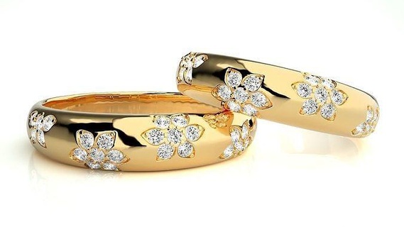 mariage bande 2327 bijoux bague or imprimable brillant anneaux diamant engagement luxe solitaire platine précieux couple 3d print model - Mito3D