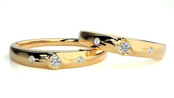 Hochzeit Band 2345 Schmuck Ring Gold druckbar brillant Ringe Diamant Engagement Luxus Solitär Platin wertvoll Paar 3d print model - Mito3D