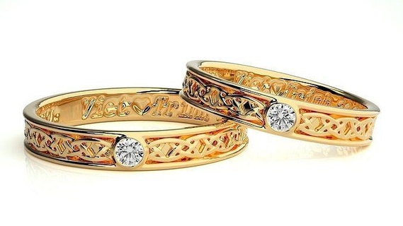 nozze gruppo musicale 2378 gioielleria squillare oro stampabile brillante anelli diamante Fidanzamento lusso solitario platino prezioso coppia 3d print model - Mito3D