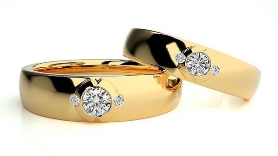 Casamento banda 2448 argolas diamante noivado casal luxo platina prata noiva noivo bandas imprimível ouro joalheria 3d print model - Mito3D