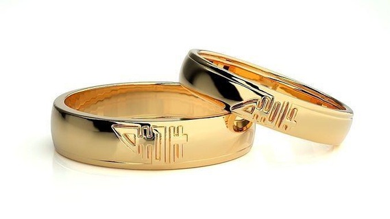nozze gruppo musicale 2538 oro anelli diamante Fidanzamento coppia lusso platino argento sposa sposo bande stampabile gioielleria squillare 3d print model - Mito3D