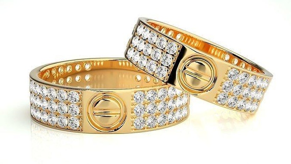 Boda banda 2555 joyería joya anillo oro anillos diamante compromiso Pareja lujo platino plata novia novio bandas imprimible 3d print model - Mito3D