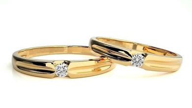 mariage bande 2621 bijoux bague or imprimable brillant anneaux diamant engagement luxe solitaire platine précieux couple 3d print model - Mito3D