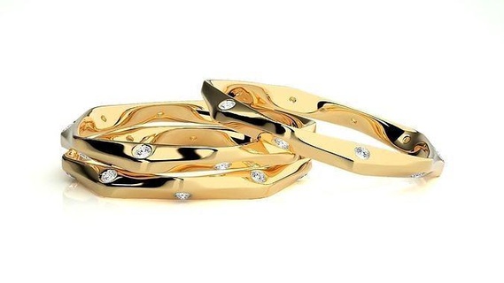 mariage bande 2652 bijoux bague or imprimable brillant anneaux diamant engagement luxe solitaire platine précieux couple 3d print model - Mito3D