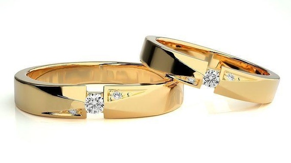 nozze gruppo musicale 311 gioielleria squillare oro anelli diamante coppia platino stampabile Fidanzamento lusso argento sposa sposo bande 3d print model - Mito3D