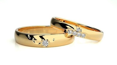 nozze gruppo musicale 3625 gioielleria squillare oro anelli diamante Fidanzamento coppia lusso platino argento sposa sposo bande 3d print model - Mito3D