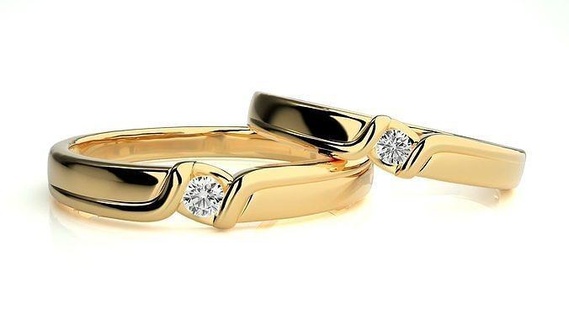 nozze gruppo musicale 3656 Fidanzamento lusso platino argento sposa sposo bande coppia diamante stampabile gioielleria squillare oro anelli 3d print model - Mito3D