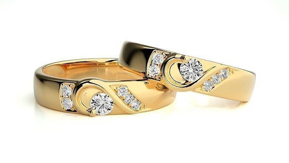 nozze gruppo musicale 3933 gioielleria squillare oro stampabile brillante anelli diamante Fidanzamento lusso solitario platino prezioso gemma argento 3d print model - Mito3D