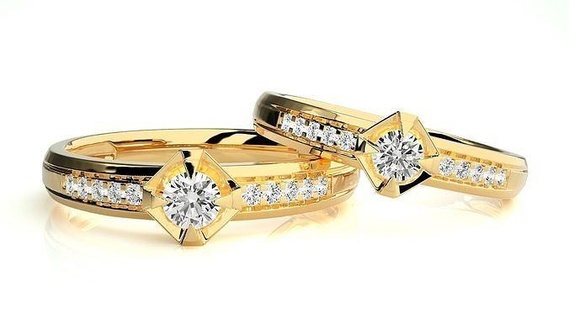 Casamento banda 404 joalheria anel ouro imprimível brilhante argolas diamante noivado luxo solitário platina precioso casal 3d print model - Mito3D