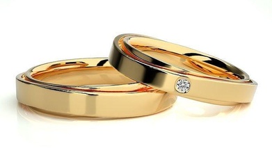 nozze gruppo musicale 4398 gioielleria squillare oro anelli diamante Fidanzamento coppia lusso platino argento sposa sposo bande 3d print model - Mito3D