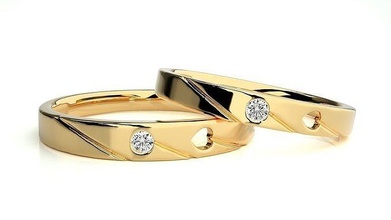mariage bande 4400 bijoux bague or anneaux diamant engagement couple luxe platine argent mariée jeune marié bandes 3d print model - Mito3D