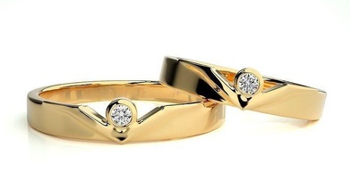 Hochzeit Band 4525 Gold Ringe Diamant Schmuck Ring Engagement Paar Luxus Platin Silber Braut Bräutigam Bands 3d print model - Mito3D
