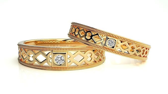nozze gruppo musicale 4778 gioielleria squillare oro stampabile brillante anelli diamante Fidanzamento lusso solitario platino prezioso coppia 3D print model - Mito3D