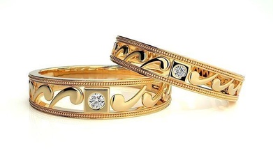 düğün grup 4784 takı yüzük altın yazdırılabilir parlak yüzükler elmas nişan lüks Solitaire platin değerli 3d print model - Mito3D