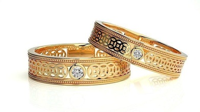 düğün grup 489 takı yüzük altın yüzükler elmas nişan çift lüks platin gümüş gelin damat bantlar 3d print model - Mito3D