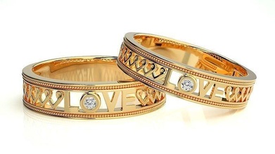nozze gruppo musicale 497 gioielleria squillare oro anelli diamante Fidanzamento coppia lusso platino argento sposa sposo bande 3d print model - Mito3D