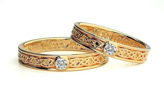 Boda banda 4 joyería joya anillo oro imprimible brillante anillos diamante compromiso lujo solitario platino precioso plata 3d print model - Mito3D