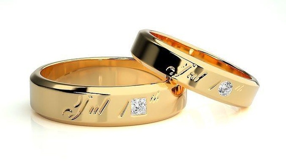 nozze gruppo musicale 5068 gioielleria squillare oro anelli diamante Fidanzamento coppia lusso platino argento sposa sposo bande stampabile 3d print model - Mito3D