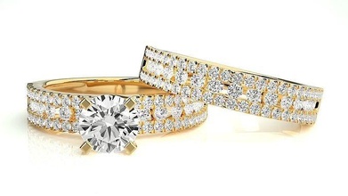 Boda banda 5207 joyería joya anillo oro imprimible brillante anillos diamante compromiso lujo solitario platino precioso 3d print model - Mito3D