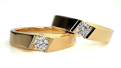 mariage bande 522 bijoux bague or anneaux diamant engagement couple luxe platine argent mariée 3d print model - Mito3D