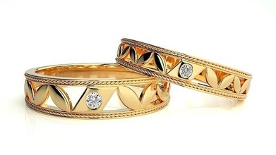 düğün grup 532 takı yüzük altın yüzükler elmas nişan çift lüks platin gümüş gelin damat bantlar 3d print model - Mito3D