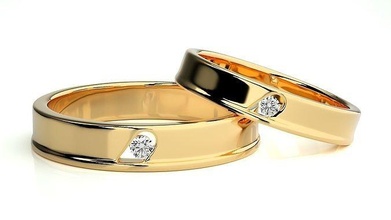 düğün grup 5439 yüzük altın yüzükler elmas nişan çift lüks platin gümüş gelin damat bantlar yazdırılabilir takı 3d print model - Mito3D