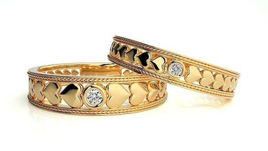 Hochzeit Band 59 3 Schmuck Ring Gold druckbar brillant Ringe Diamant Engagement Luxus Herz Solitär Platin wertvoll Juwel 3d print model - Mito3D