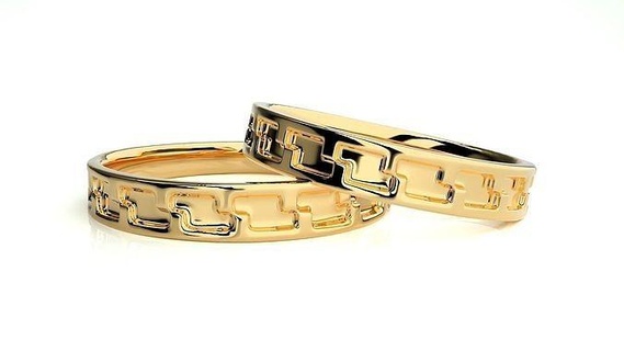 düğün grup 614 180n takı yüzük altın yazdırılabilir parlak yüzükler elmas nişan lüks Solitaire platin değerli mücevher gümüş 3d print model - Mito3D