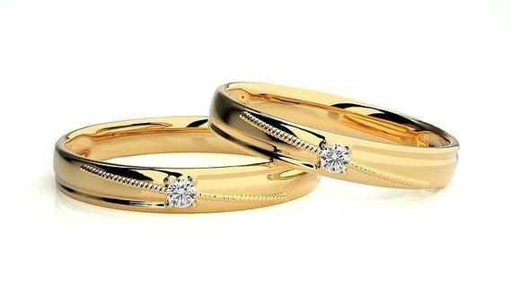 Casamento banda 614 193n joalheria anel ouro imprimível brilhante argolas diamante noivado luxo solitário platina precioso gema prata 3d print model - Mito3D