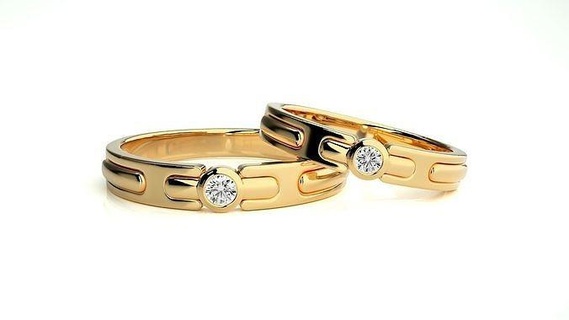 düğün grup 6205 takı yüzük altın yüzükler elmas nişan çift lüks platin gümüş gelin damat bantlar yazdırılabilir 3d print model - Mito3D