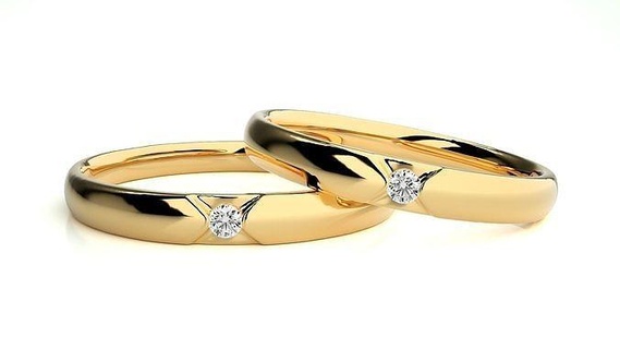 Boda banda 6425 anillos diamante joyería joya anillo oro compromiso Pareja lujo platino plata novia novio bandas imprimible 3d print model - Mito3D