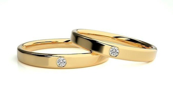 mariage bande 6934 bijoux bague or imprimable brillant anneaux diamant engagement luxe solitaire platine précieux couple 3d print model - Mito3D
