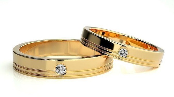 nozze gruppo musicale 6967 gioielleria squillare oro stampabile brillante anelli diamante Fidanzamento lusso solitario platino prezioso coppia 3d print model - Mito3D