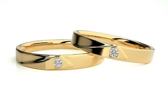 Hochzeit Band 6982 Schmuck Ring Gold druckbar brillant Ringe Diamant Engagement Luxus Solitär Platin wertvoll Paar 3d print model - Mito3D