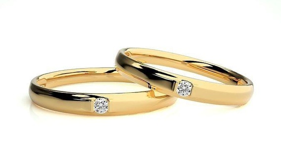 mariage bande 7037 bijoux bague or imprimable brillant anneaux diamant engagement luxe solitaire platine précieux couple 3d print model - Mito3D