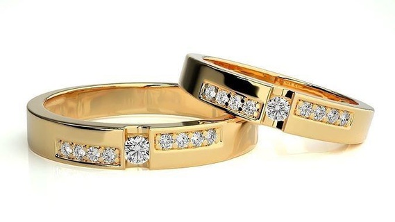 nozze gruppo musicale 7200 gioielleria squillare oro anelli diamante Fidanzamento coppia lusso platino argento sposa sposo bande stampabile 3d print model - Mito3D