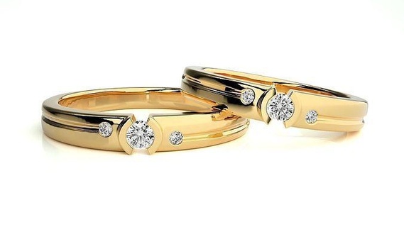 nozze gruppo musicale 7463 anelli diamante gioielleria squillare oro Fidanzamento coppia lusso platino argento sposa sposo bande stampabile 3d print model - Mito3D