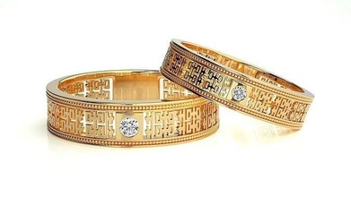 düğün grup 748 takı yüzük altın yüzükler elmas nişan çift lüks platin gümüş gelin damat bantlar 3d print model - Mito3D