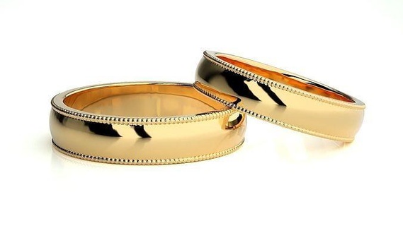 mariage bande 7555 bijoux bague or anneaux diamant engagement couple luxe platine argent mariée jeune marié bandes imprimable 3d print model - Mito3D