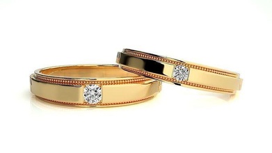 nozze gruppo musicale 757 gioielleria squillare oro anelli diamante Fidanzamento coppia lusso platino argento sposa sposo bande 3d print model - Mito3D