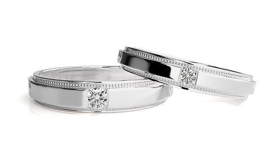 nozze gruppo musicale 759 gioielleria squillare oro anelli diamante Fidanzamento coppia lusso platino argento sposa sposo bande stampabile 3d print model - Mito3D