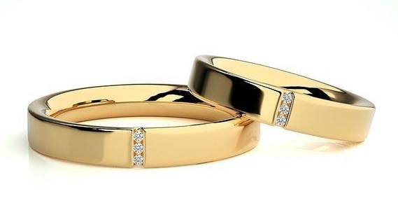 nozze gruppo musicale 7688 gioielleria squillare oro anelli diamante coppia platino Fidanzamento lusso argento sposa sposo bande stampabile 3d print model - Mito3D