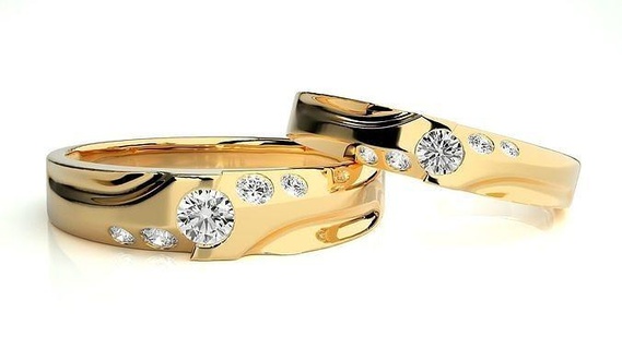 nozze gruppo musicale 769 gioielleria squillare oro anelli diamante Fidanzamento coppia lusso platino argento sposa sposo bande stampabile 3d print model - Mito3D