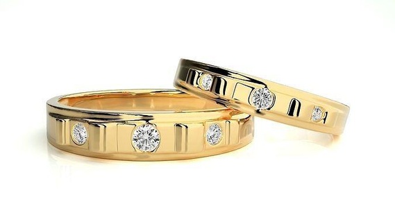 nozze gruppo musicale 770 gioielleria squillare oro anelli diamante Fidanzamento coppia lusso platino argento sposa sposo bande stampabile 3d print model - Mito3D